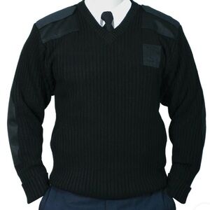 Citadel Sweater Mens Black Ribbed 100% Wool Patches military Uniform Gear sz 42